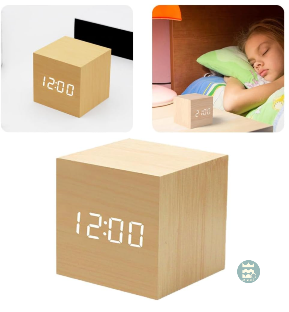 Reloj Cubo De Madera