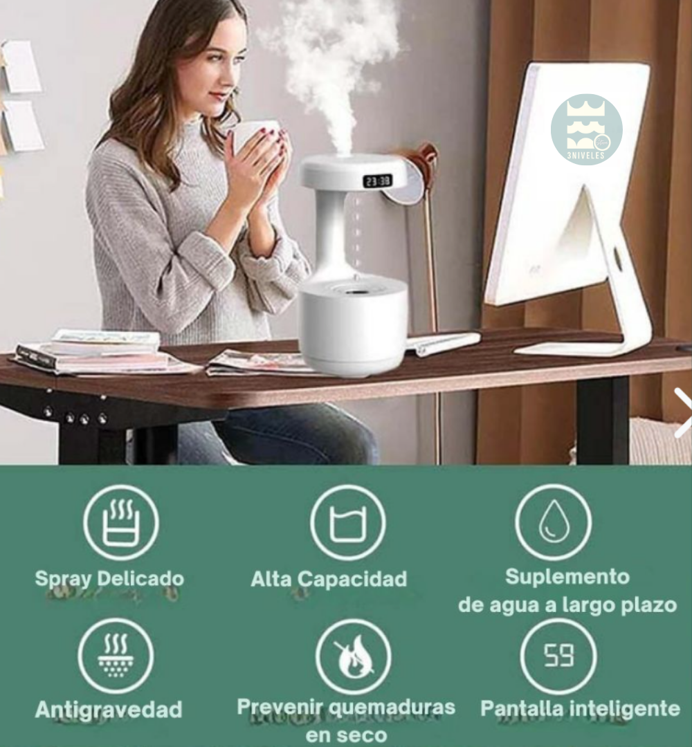 Humidificador Antigravedad Con Reloj