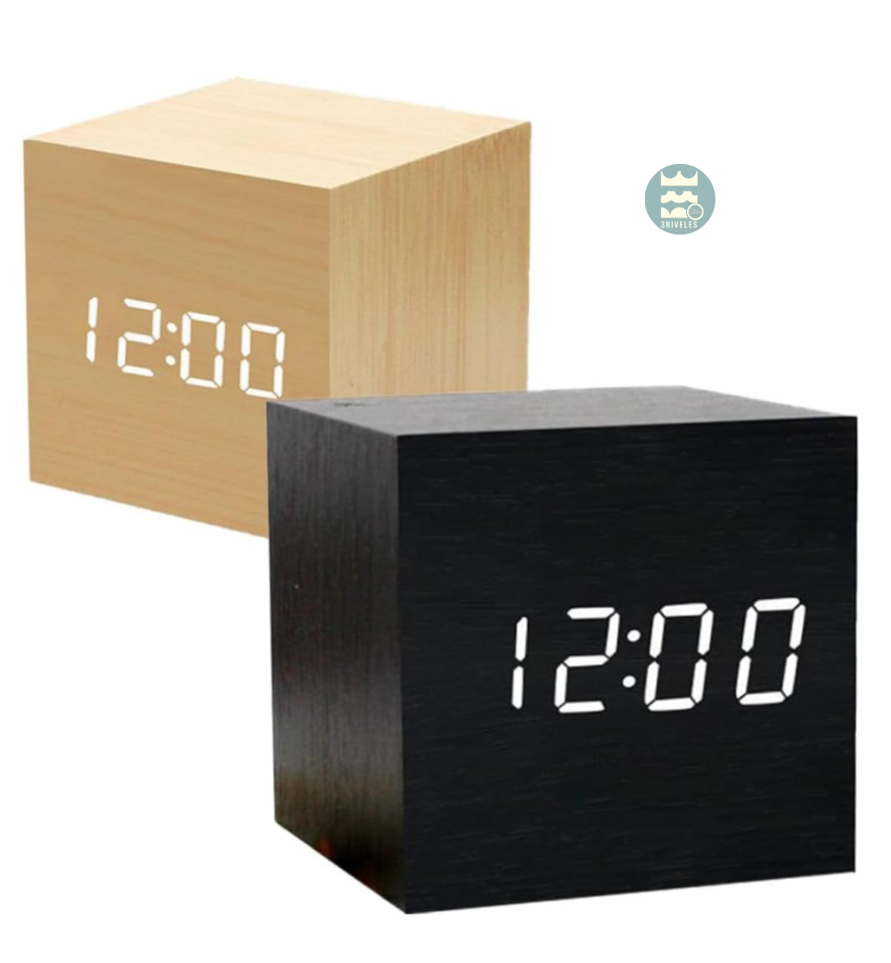 Reloj Cubo De Madera