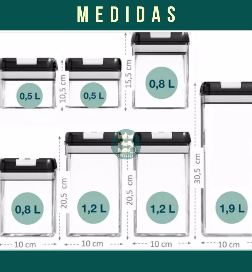 Recipientes Herméticos De Cocina 7 Pzs