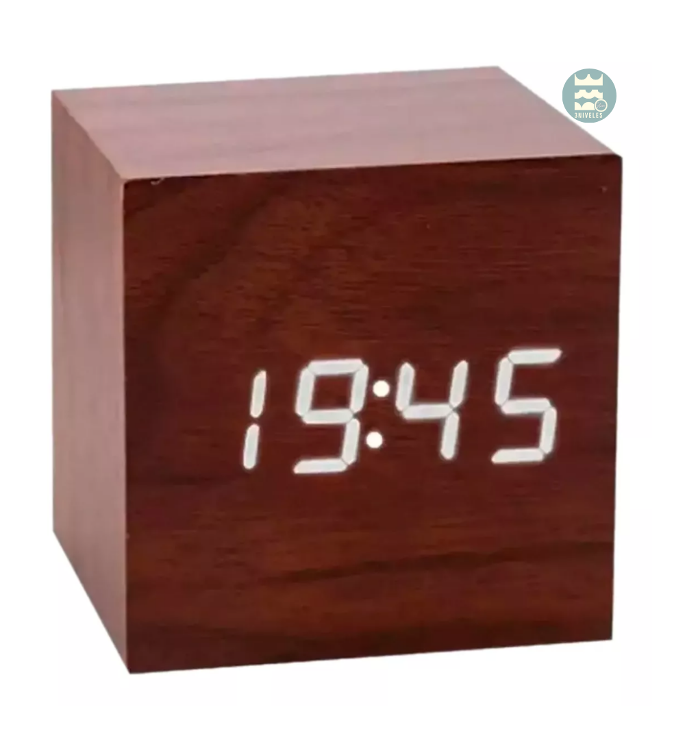 Reloj Cubo De Madera